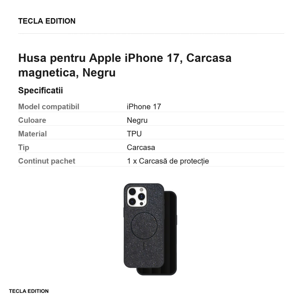 Husa Glitter Thin Mag pentru Apple iPhone 17, Carcasa magnetica, Negru [3]