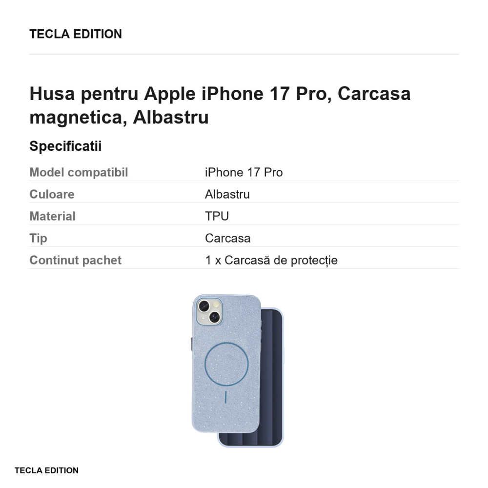 Husa Glitter Thin Mag pentru Apple iPhone 17 Pro, Carcasa magnetica, Albastru [3]