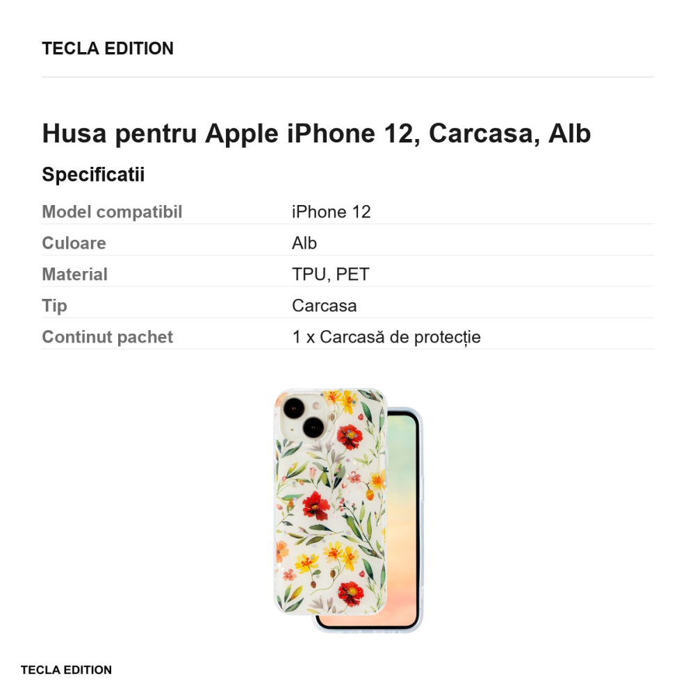 Husa Glow Glam pentru Apple iPhone 12, Carcasa, Alb [3]