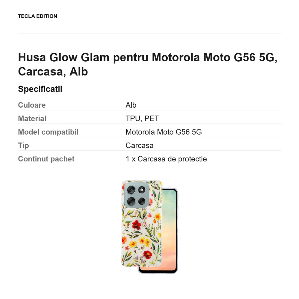 Husa Glow Glam pentru Motorola Moto G56 5G, Carcasa, Alb [3]