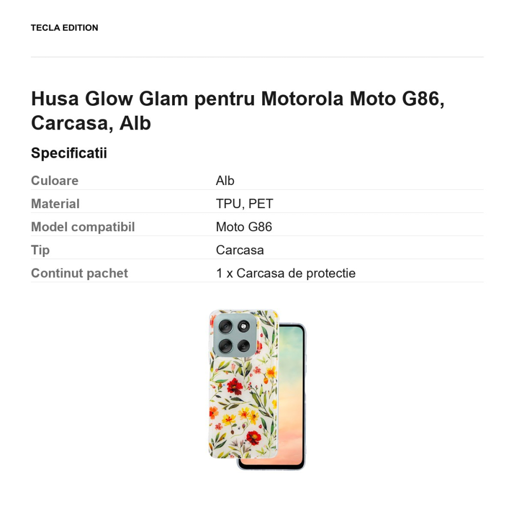 Husa Glow Glam pentru Motorola Moto G86, Carcasa, Alb [3]