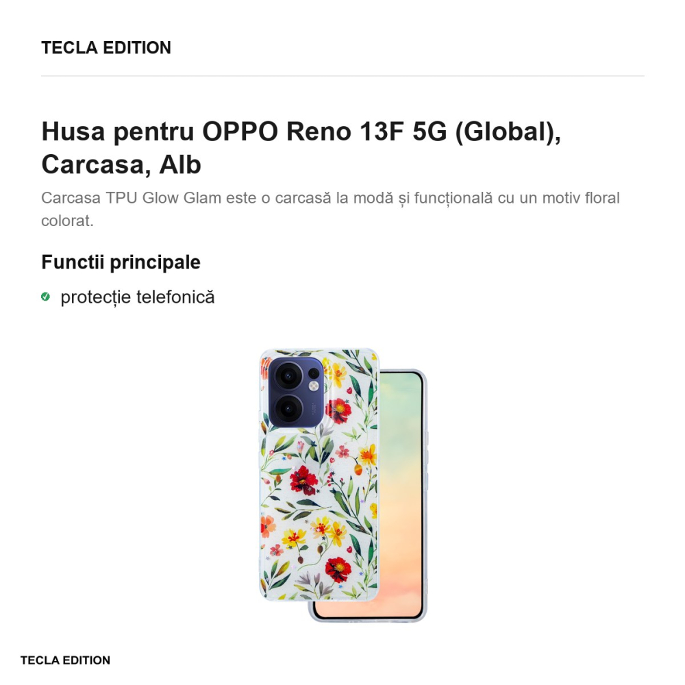 Husa Glow Glam pentru OPPO Reno 13F 5G (Global), Carcasa, Alb [2]