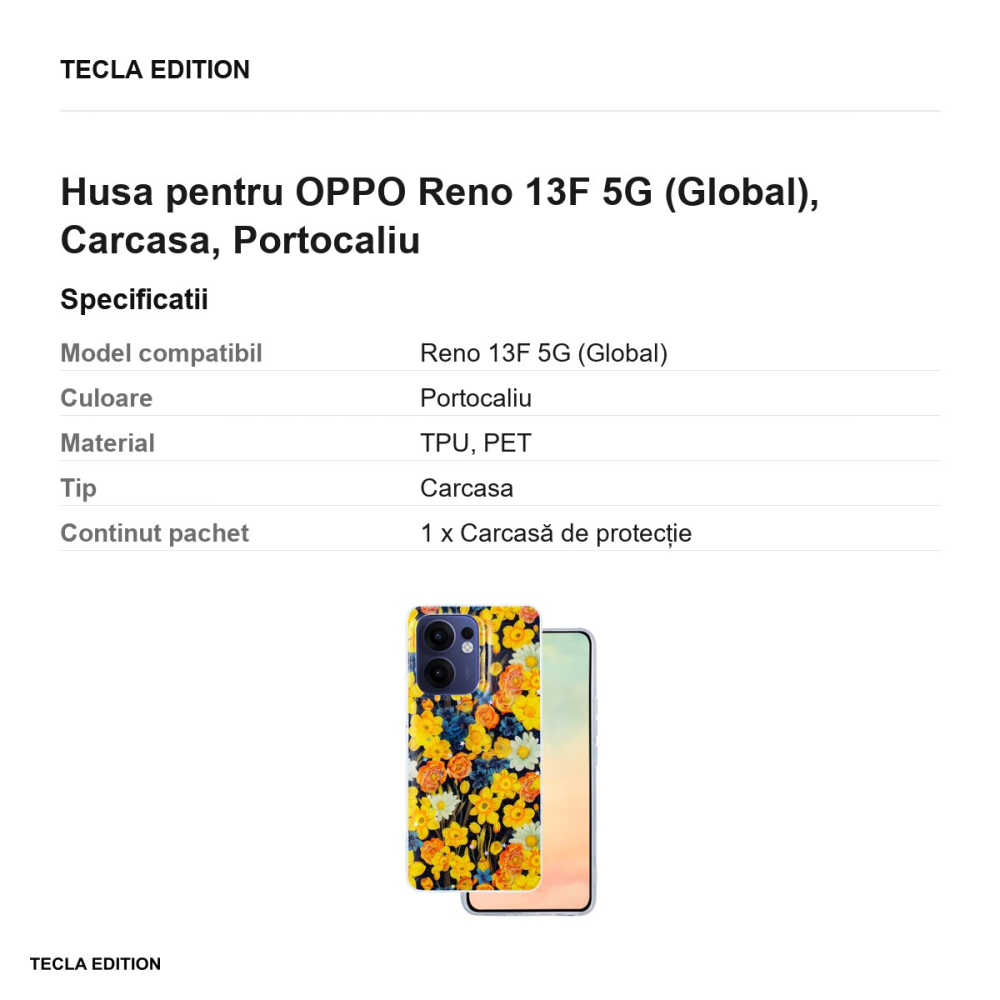Husa Glow Glam pentru OPPO Reno 13F 5G (Global), Carcasa, Portocaliu [3]