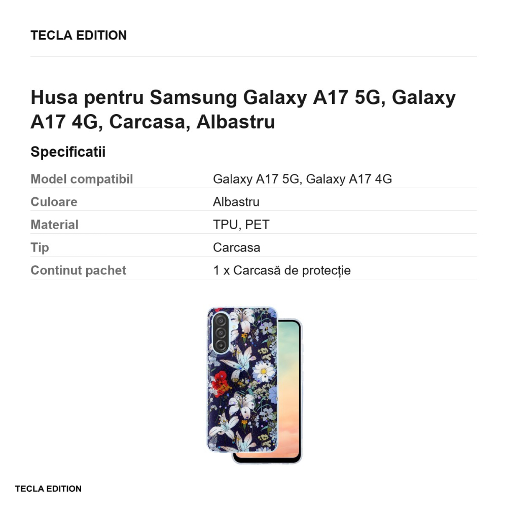 Husa Glow Glam pentru Samsung Galaxy A17 5G, Galaxy A17 4G, Carcasa, Albastru [3]