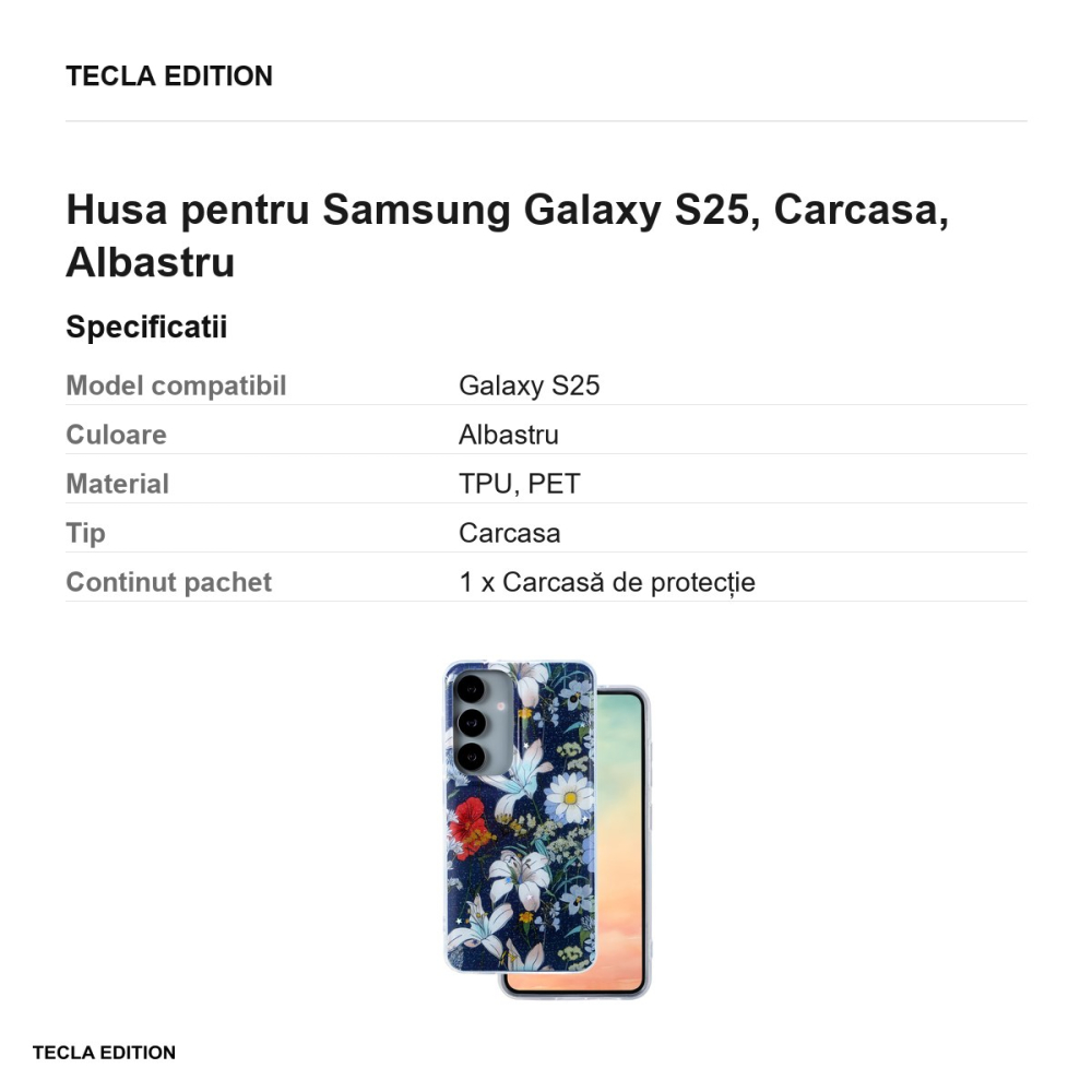 Husa Glow Glam pentru Samsung Galaxy S25, Carcasa, Albastru [3]
