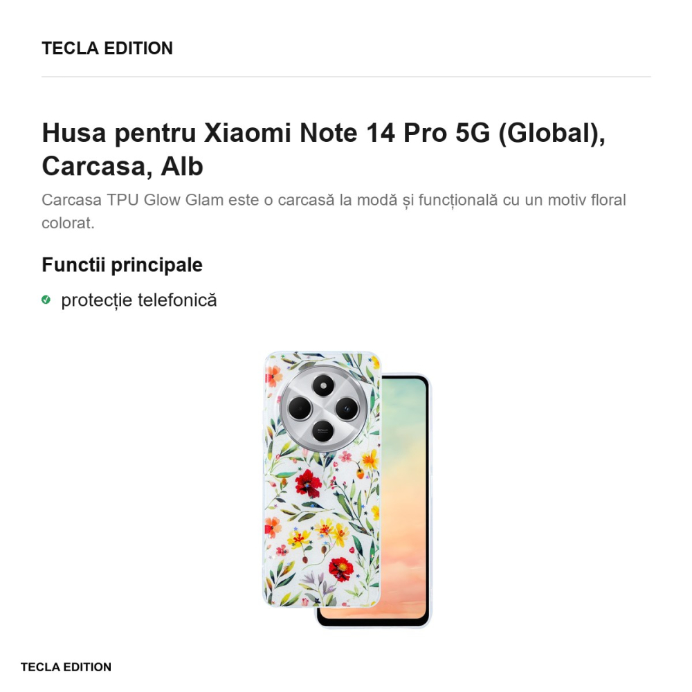 Husa Glow Glam pentru Xiaomi Note 14 Pro 5G (Global), Carcasa, Alb [2]