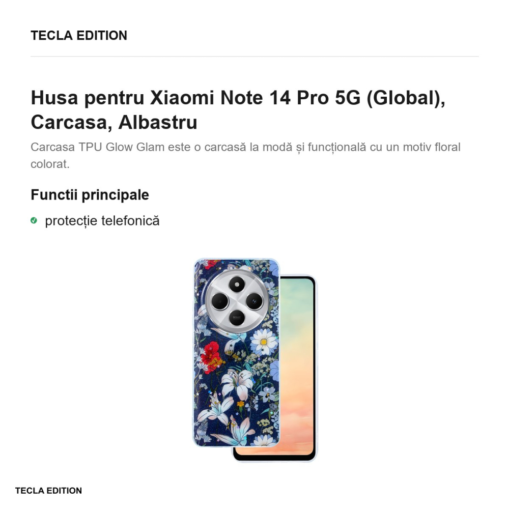 Husa Glow Glam pentru Xiaomi Note 14 Pro 5G (Global), Carcasa, Albastru [2]