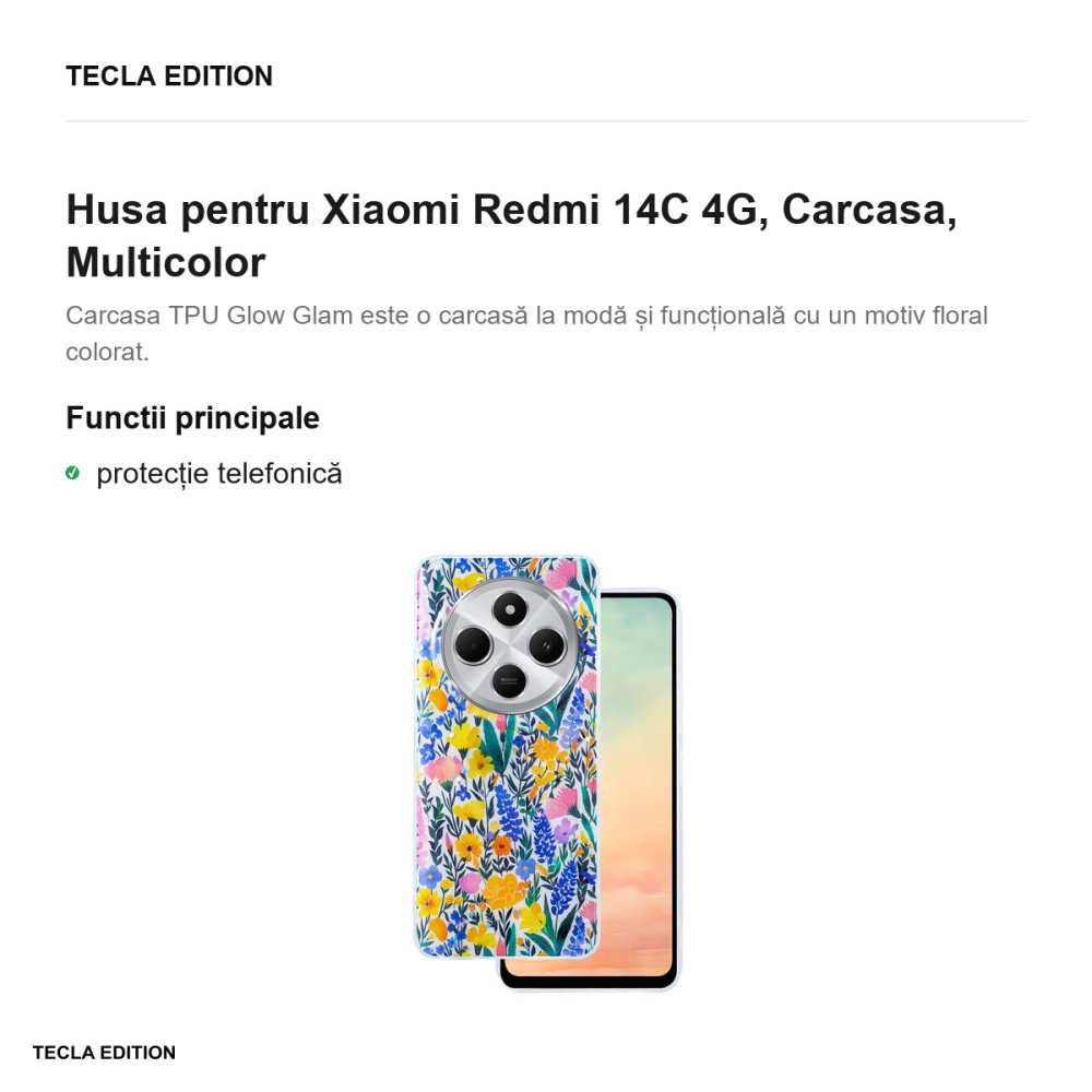 Husa Glow Glam rustic pentru Xiaomi Redmi 14C 4G, Carcasa, Multicolor [2]