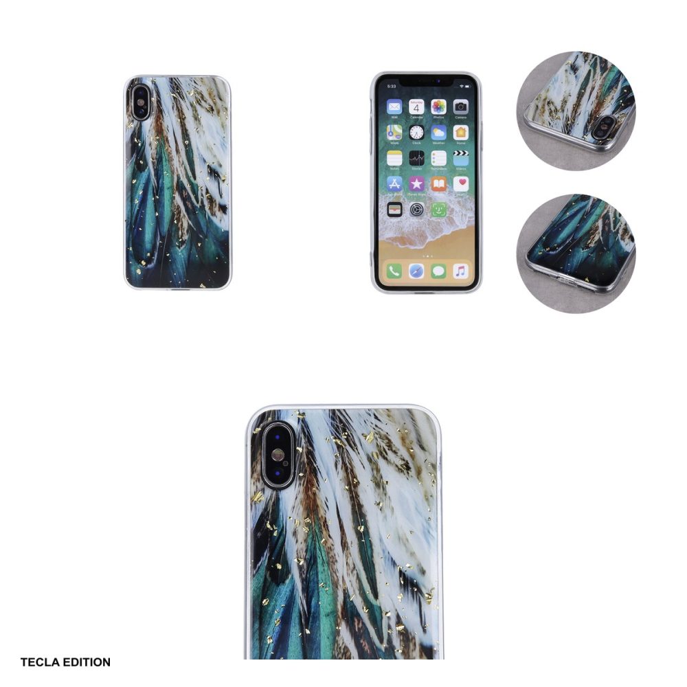 Husa Gold Glam feathers pentru Xiaomi Redmi 14C 4G, Redmi 14C 5G, Carcasa, Multicolor [4]