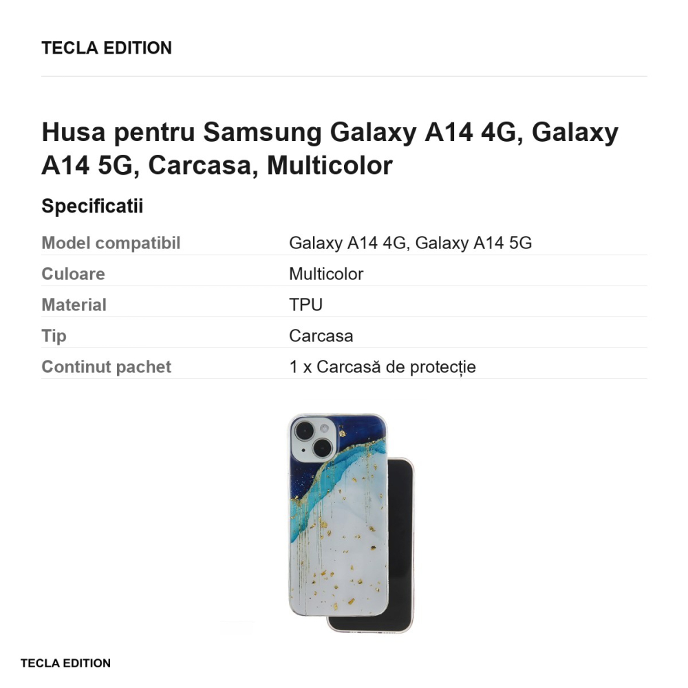 Husa Gold Glam iceberg pentru Samsung Galaxy A14 4G, Galaxy A14 5G, Carcasa, Multicolor [3]