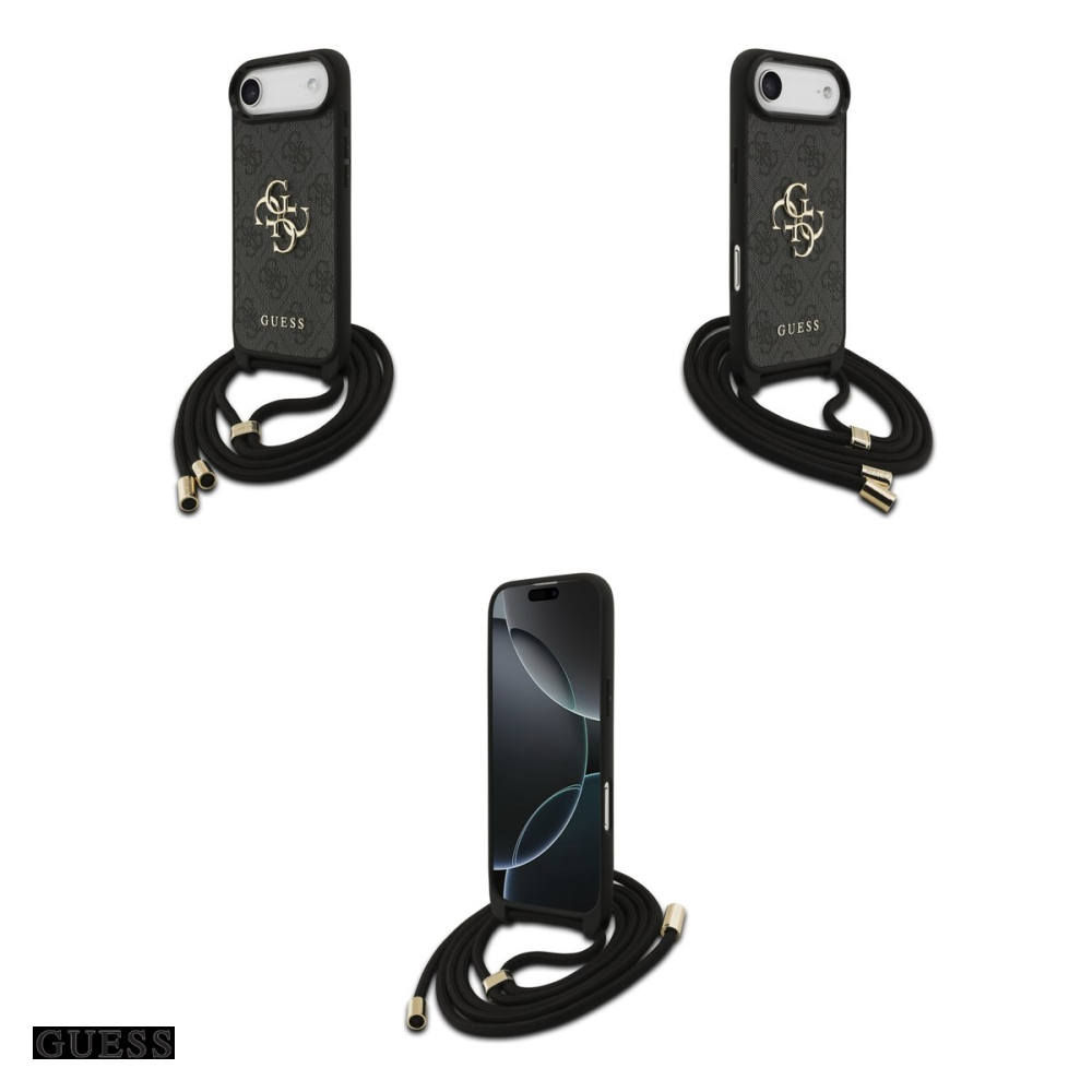 Husa Guess 4g Big Logo Cord Stap Crossbody pentru iPhone 17 Air, Carcasa, Negru [4]