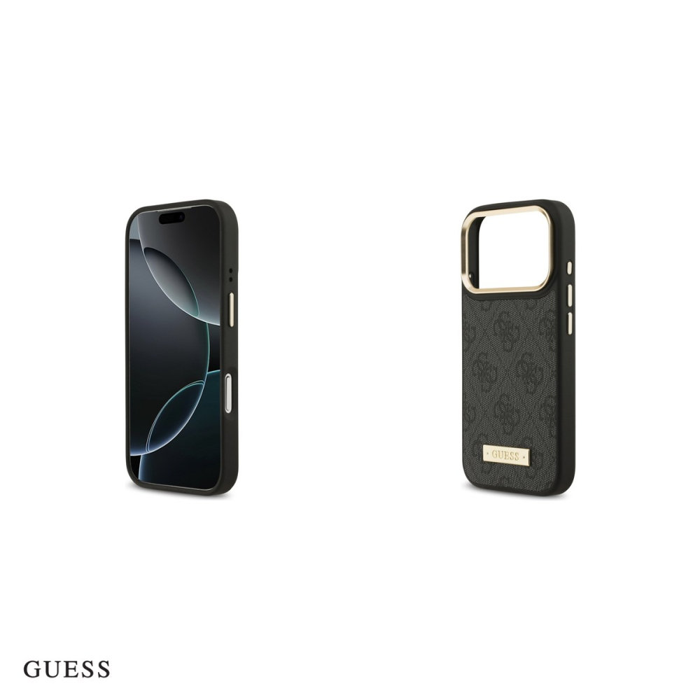 Husa Guess 4g Logo Plate pentru iPhone 17 Pro, Carcasa magnetica, Negru [5]