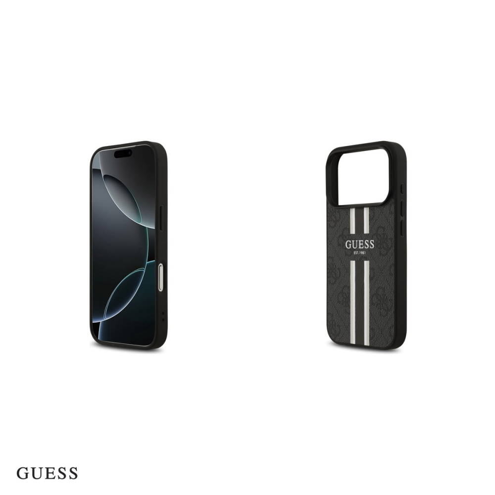 Husa Guess 4g Printed Stripes pentru iPhone 17 Pro, Carcasa magnetica, Negru [5]