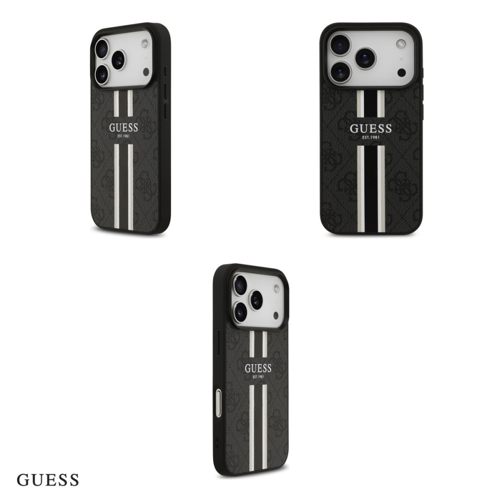 Husa Guess 4g Printed Stripes pentru iPhone 17 Pro, Carcasa magnetica, Negru [4]