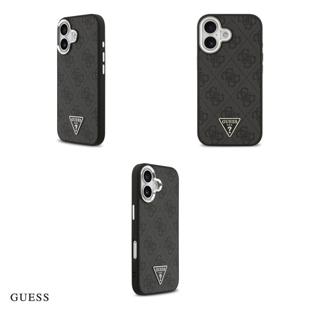 Husa Guess 4g PU Leather Triangle Logo pentru iPhone 17, Carcasa magnetica, Negru [4]