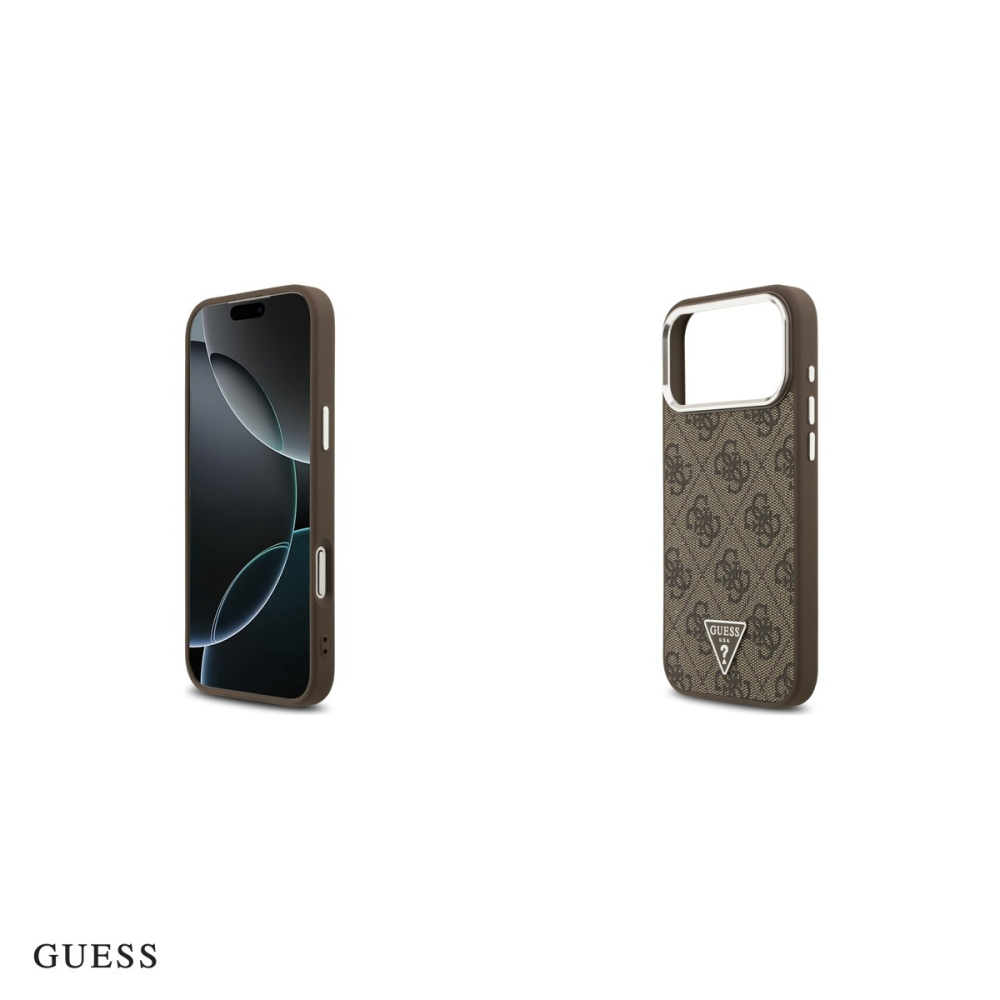 Husa Guess 4g PU Leather Triangle Logo pentru iPhone 17 Pro Max, Carcasa magnetica, Maro [5]