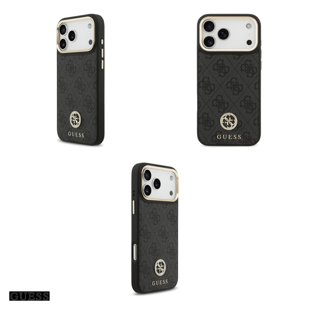 Husa Guess 4g Srtass Logo & Big Strap Metal pentru iPhone 17 Pro Max, Carcasa magnetica, Negru [4]