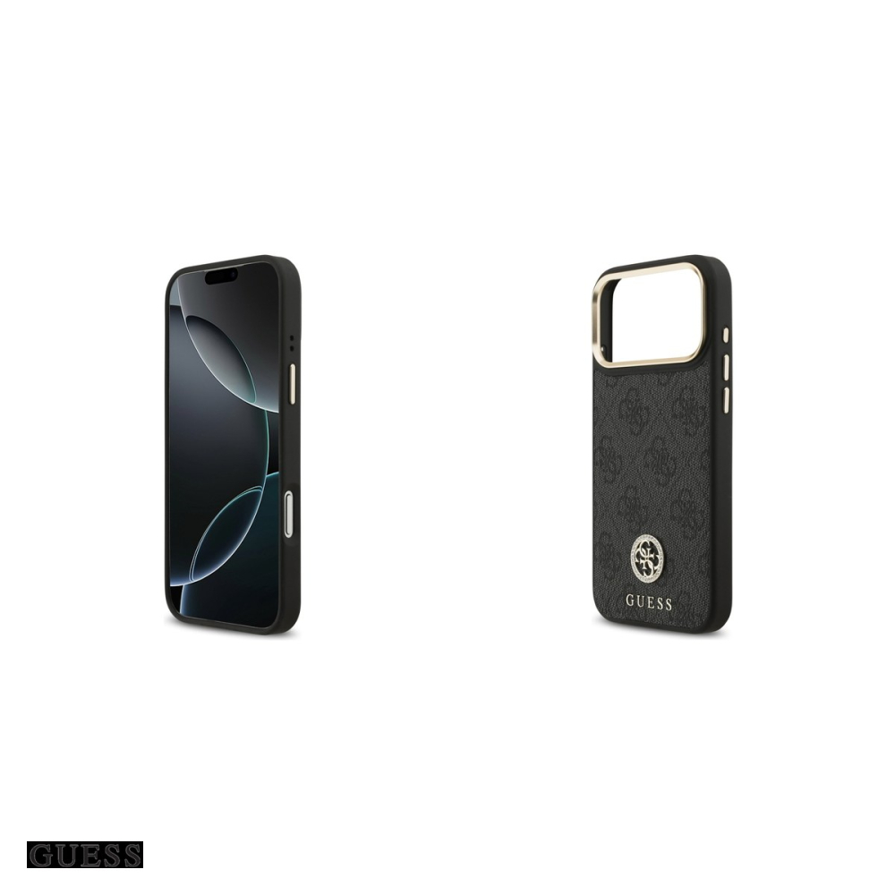 Husa Guess 4g Srtass Logo & Big Strap Metal pentru iPhone 17 Pro Max, Carcasa magnetica, Negru [5]