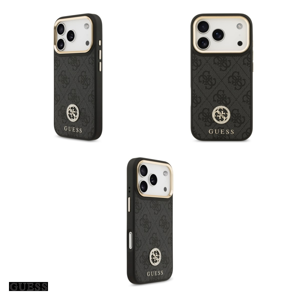 Husa Guess 4g Strass Logo & Big Strap Metal pentru iPhone 17 Pro, Carcasa magnetica, Negru [4]
