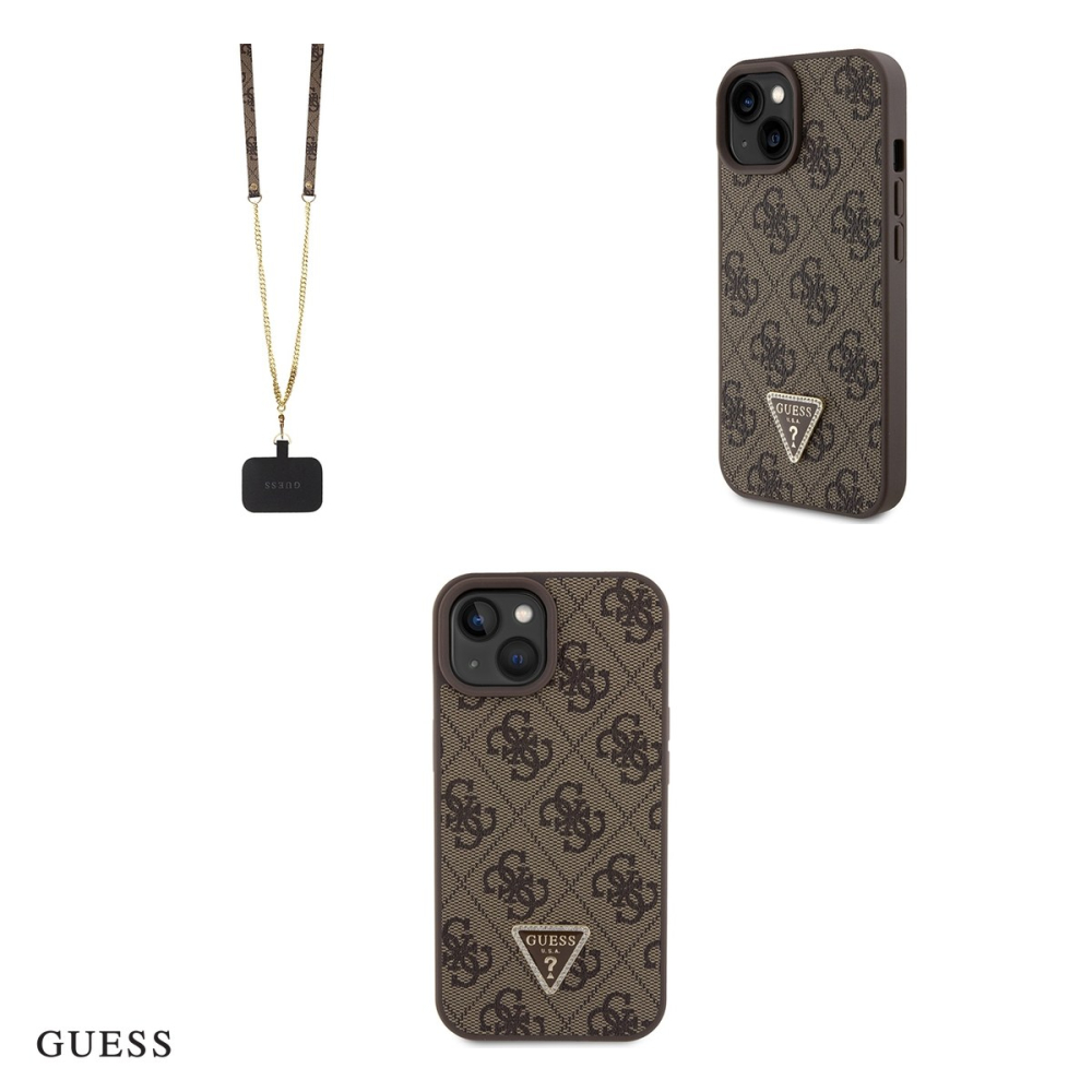 Husa Guess Crossbody Metal Logo pentru iPhone 15 Plus, Carcasa, Maro [4]