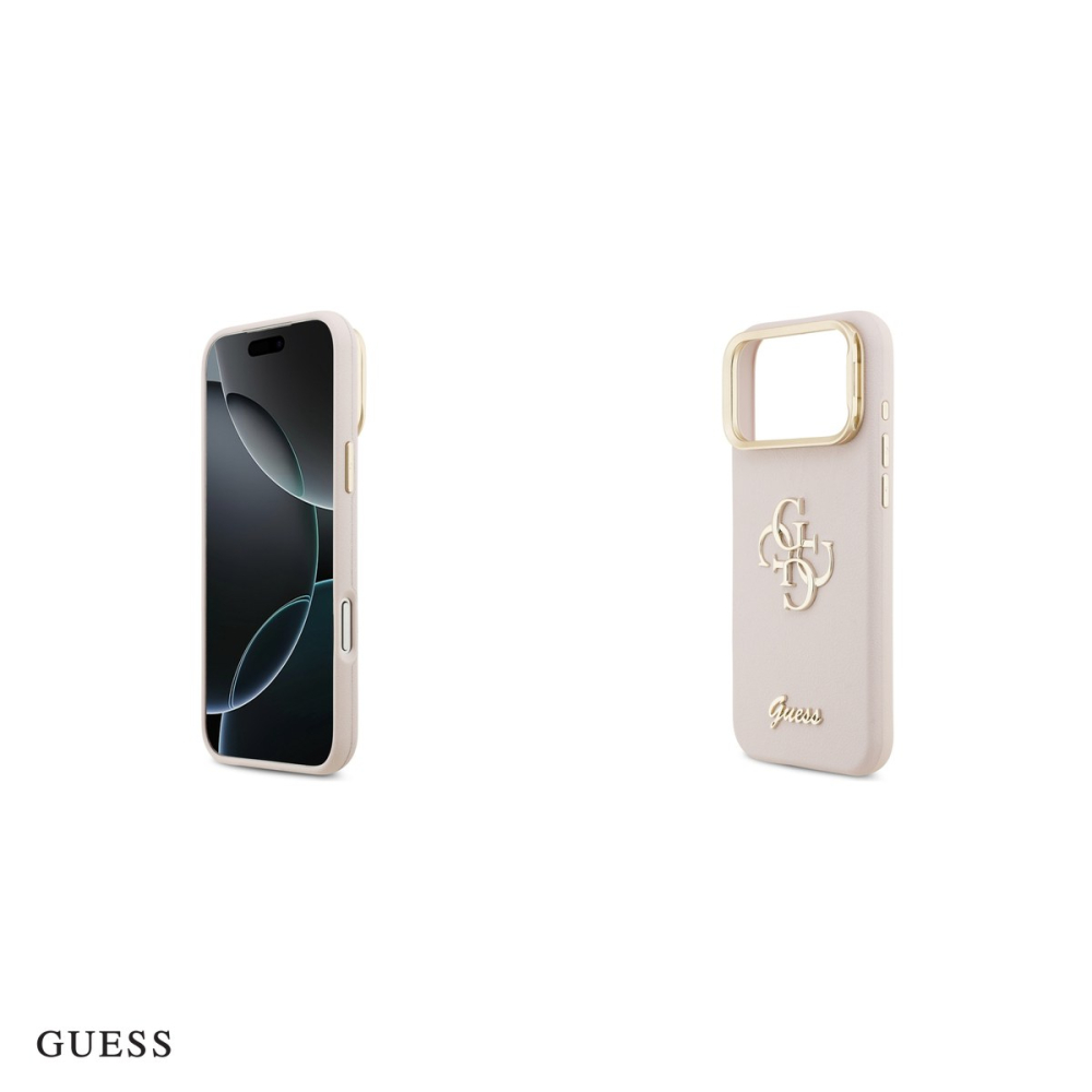 Husa Guess Grained Big 4g & Stand Camera pentru iPhone 17 Pro Max, Carcasa, Roz [5]
