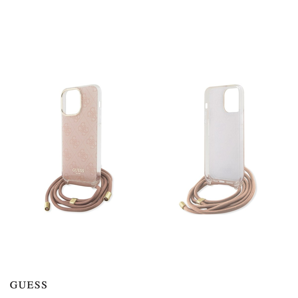 Husa Guess Hc Crossbody Cord Print pentru iPhone 15 Pro, Carcasa, Roz [5]