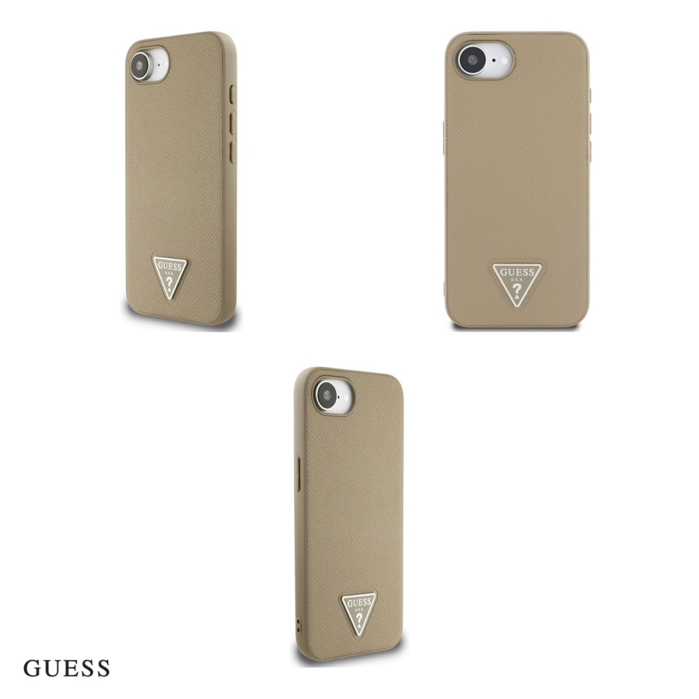 Husa Guess Hc Grained PU Triangle Logo pentru iPhone 16e, Carcasa magnetica, Maro [4]