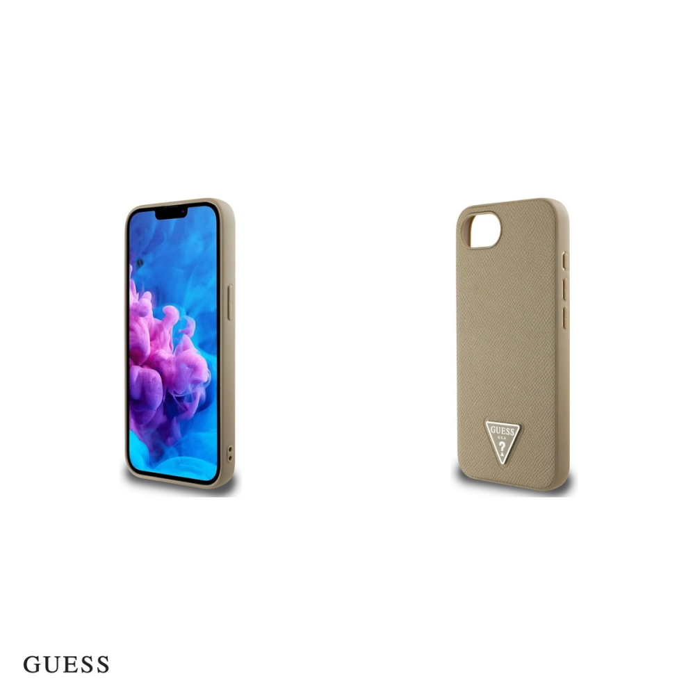 Husa Guess Hc Grained PU Triangle Logo pentru iPhone 16e, Carcasa magnetica, Maro [5]