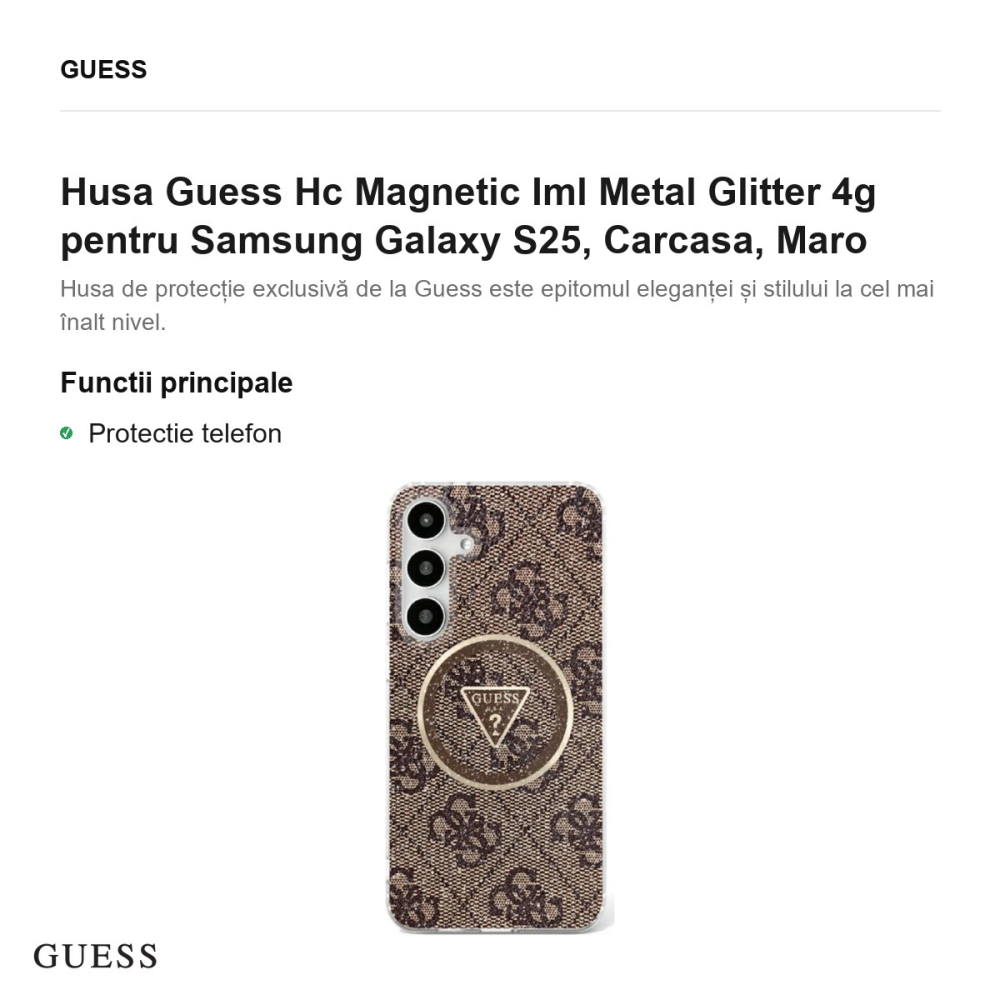 Husa Guess Hc Magnetic Iml Metal Glitter 4g pentru Samsung Galaxy S25, Carcasa, Maro [2]