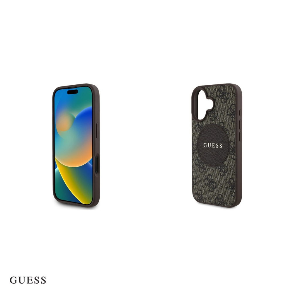 Husa Guess Hc PU 4g Circle Classic Logo pentru iPhone 16, Carcasa magnetica, Maro [5]