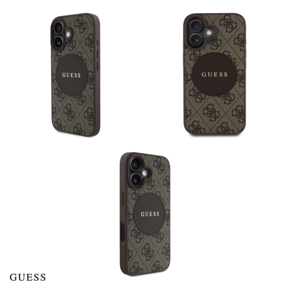 Husa Guess Hc PU 4g Circle Classic Logo pentru iPhone 16, Carcasa magnetica, Maro [4]