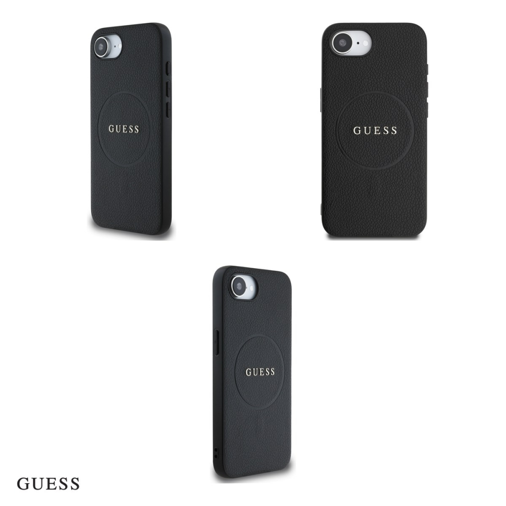Husa Guess Hc PU Grained Gold Ring pentru iPhone 16e, Carcasa magnetica, Negru [4]