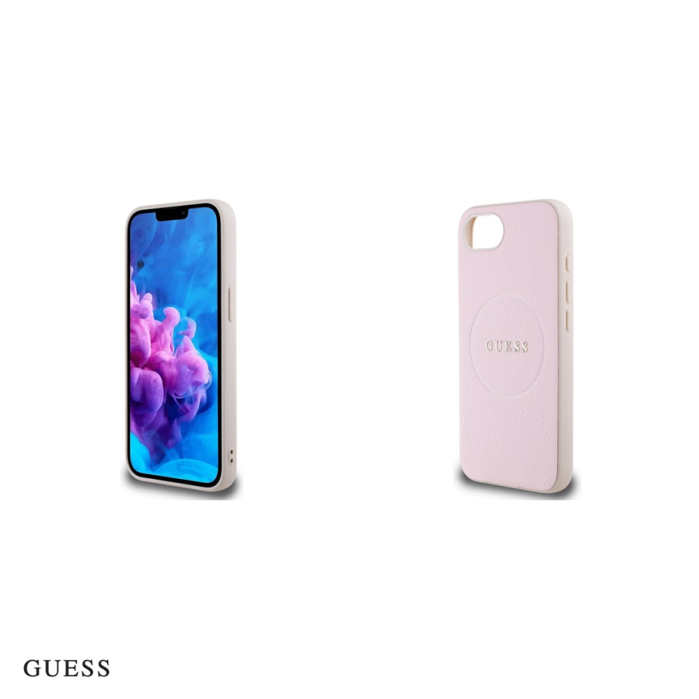 Husa Guess Hc PU Grained Gold Ring pentru iPhone 16e, Carcasa magnetica, Roz [5]
