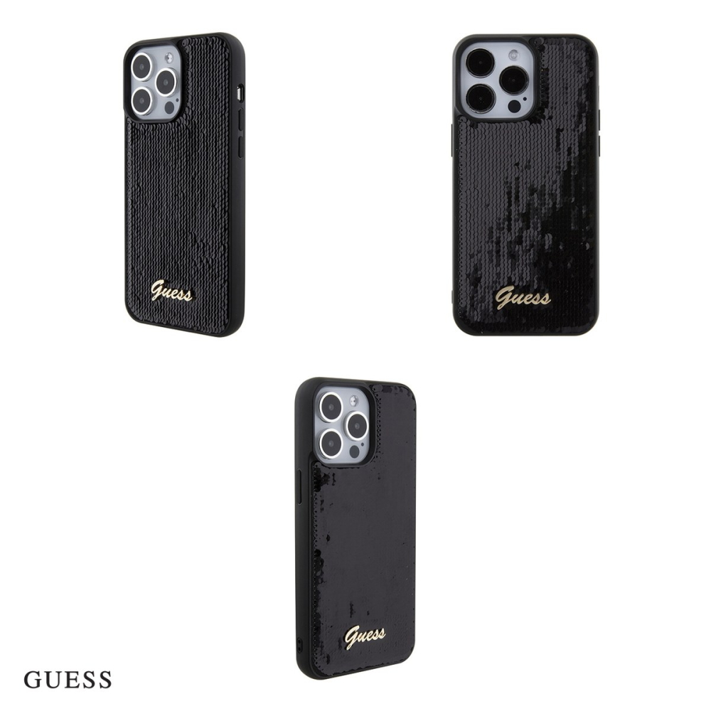 Husa Guess Hc Sequin Script Metal pentru iPhone 15 Pro Max, Carcasa, Negru [4]