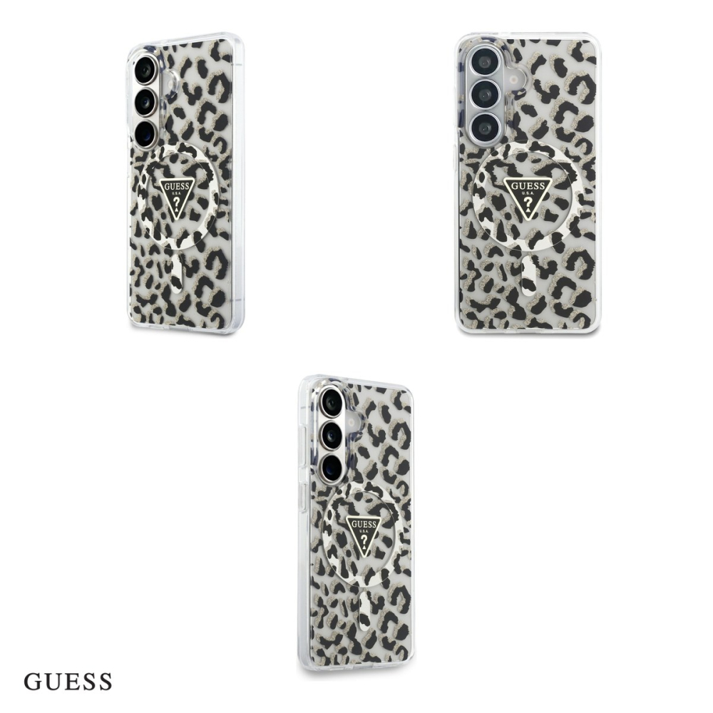 Husa Guess Iml Leopard Print Triangle pentru Samsung Galaxy S26, Carcasa magnetica, Negru [4]