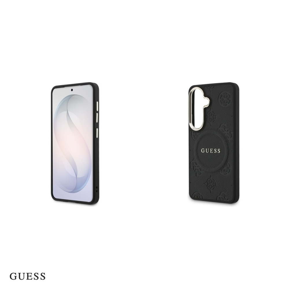 Husa Guess Saffiano Peony Embossed Ring pentru Samsung Galaxy S26 Plus, Carcasa magnetica, Negru [5]