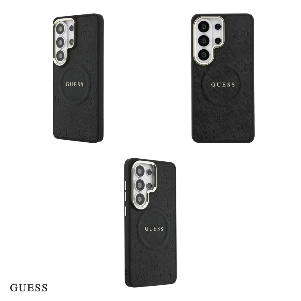 Husa Guess Saffiano Peony Embossed Ring pentru Samsung Galaxy S26 Ultra, Carcasa magnetica, Negru [4]