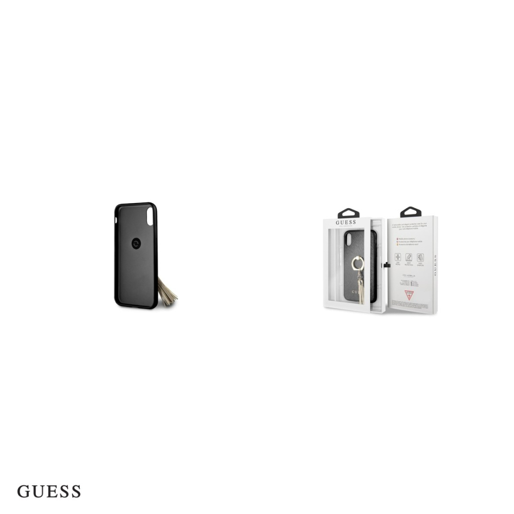 Husa Guess Saffiano ring stand pentru iPhone XR, Carcasa, Negru [4]