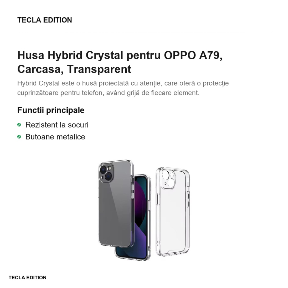 Husa Hybrid Crystal pentru OPPO A79, Carcasa, Transparent [2]