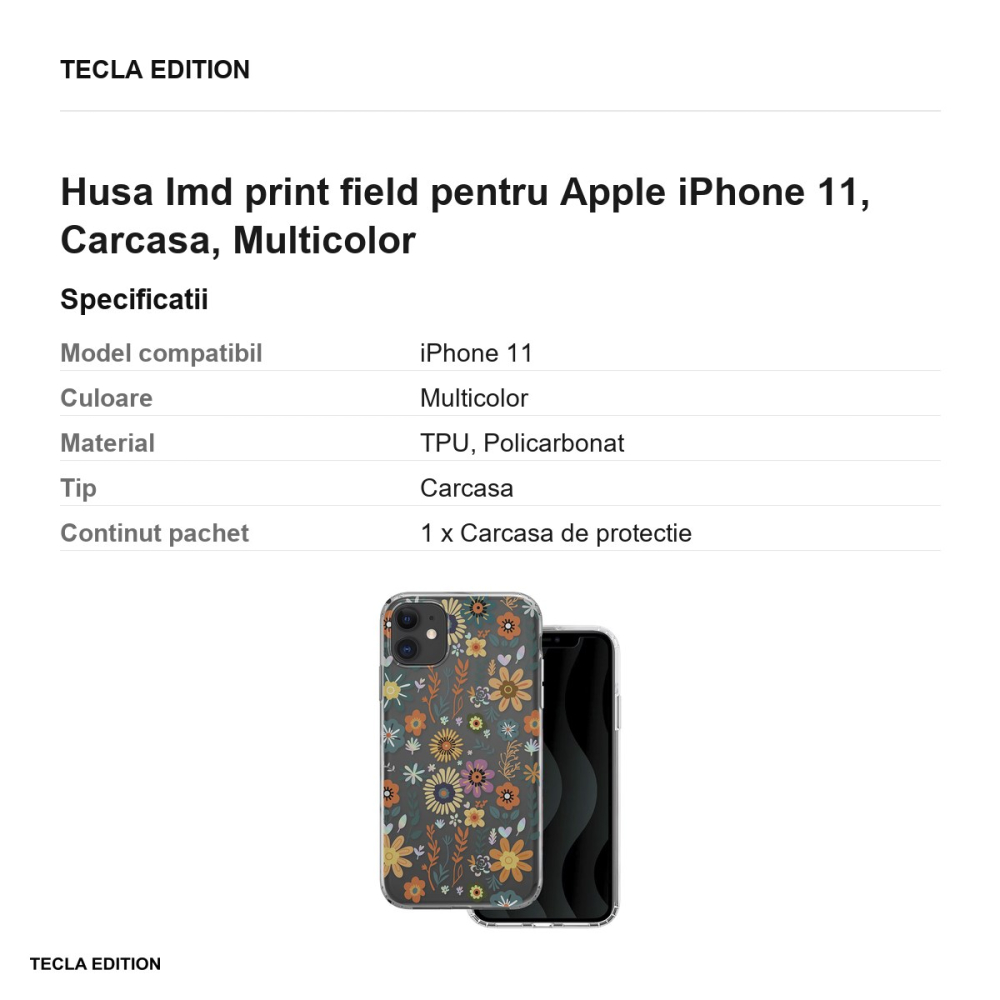 Husa Imd print field pentru Apple iPhone 11, Carcasa, Multicolor [3]