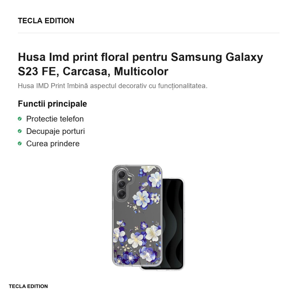 Husa Imd print floral pentru Samsung Galaxy S23 FE, Carcasa, Multicolor [2]