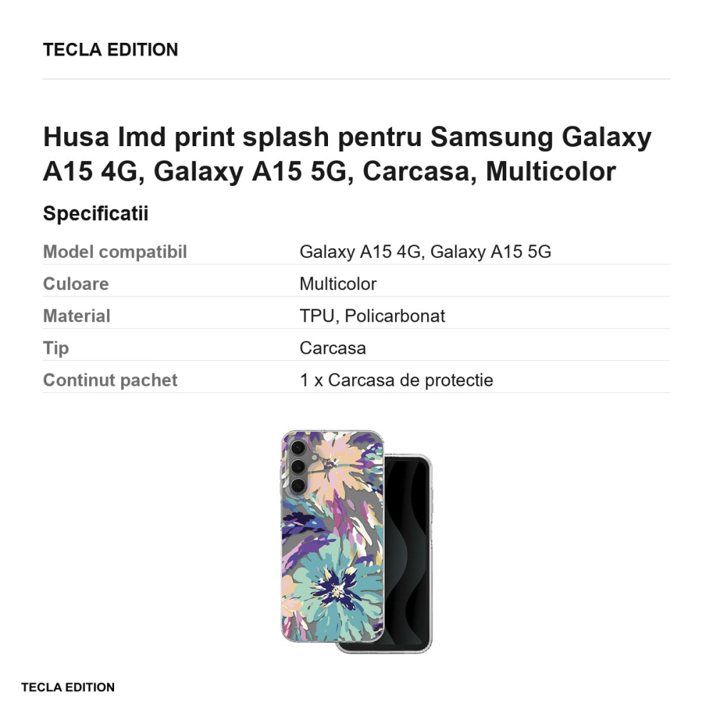 Husa Imd print splash pentru Samsung Galaxy A15 4G, Galaxy A15 5G, Carcasa, Multicolor [3]