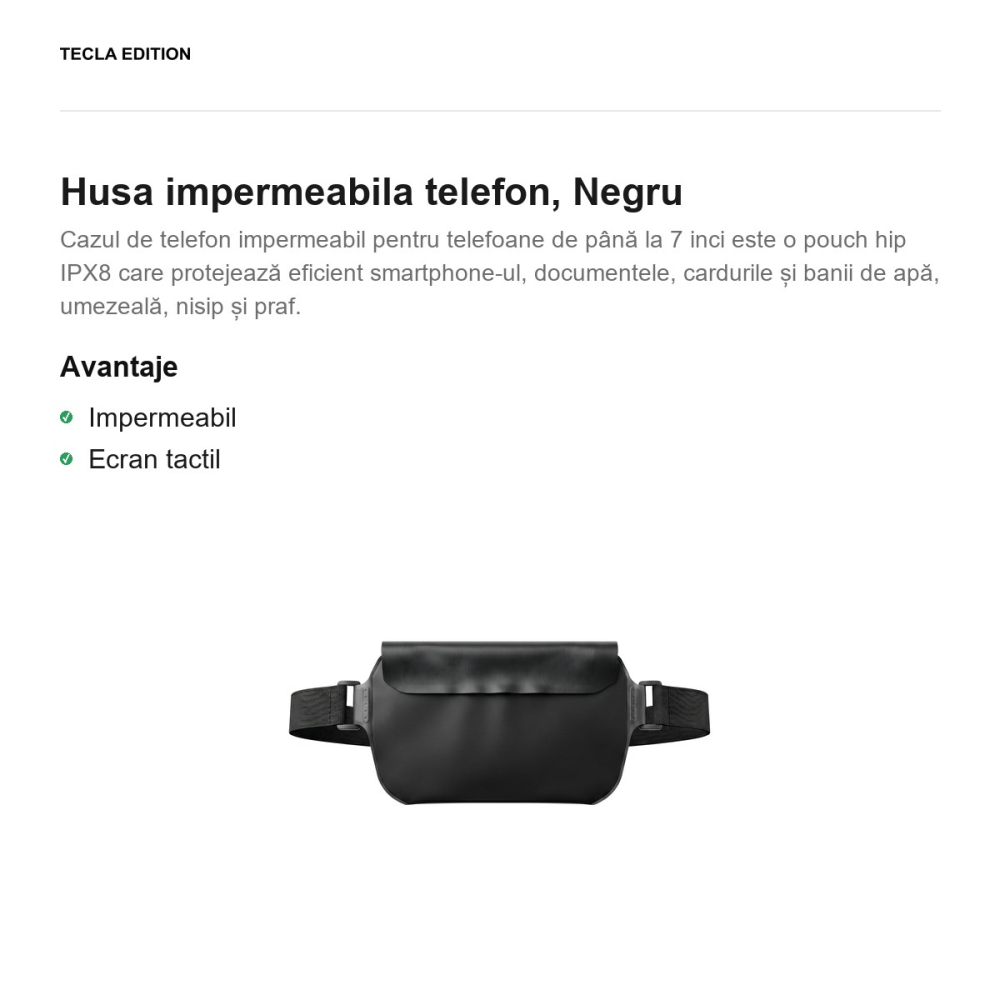 Husa impermeabila telefon pentru telefoane pana la 7", Negru [2]
