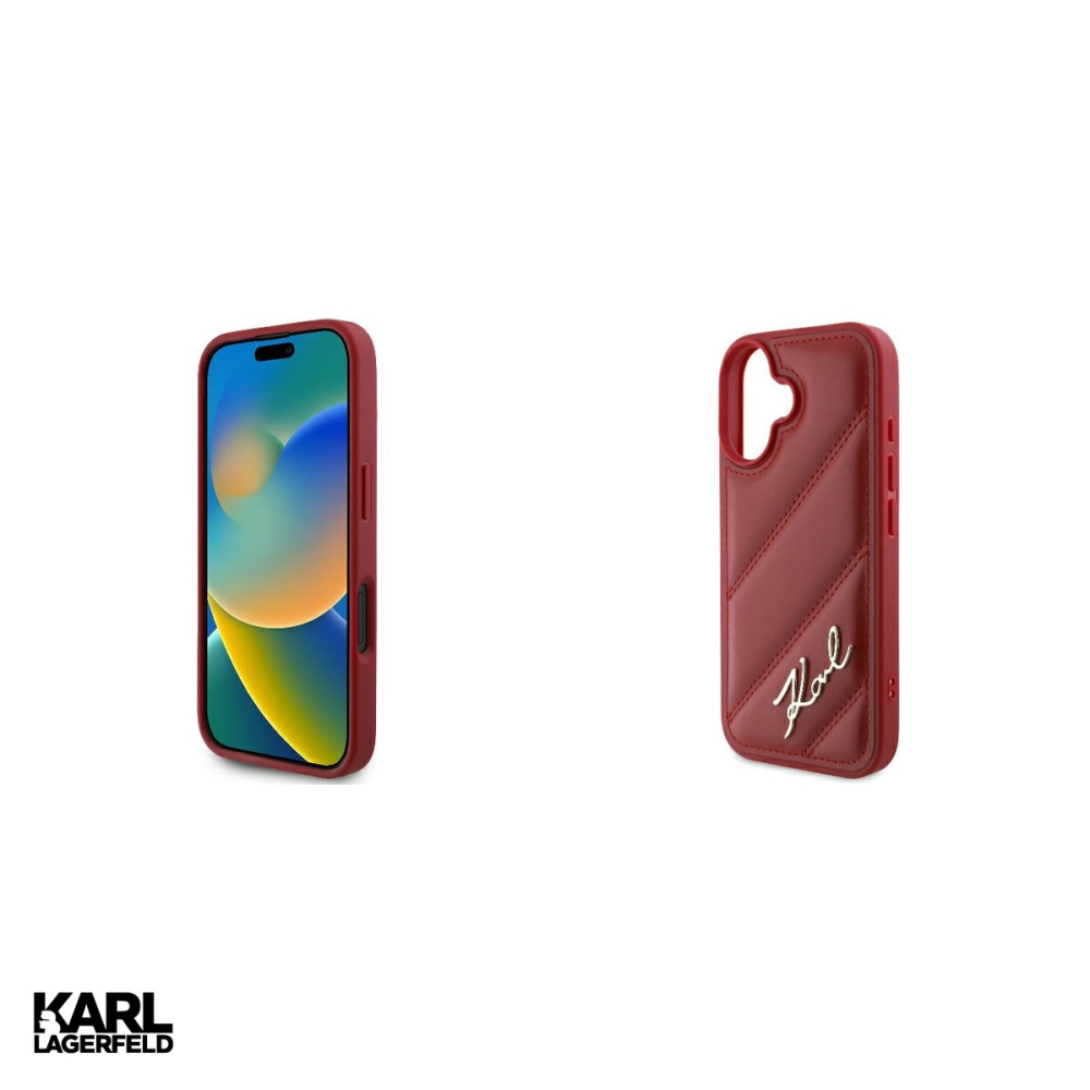 Husa Karl Lagerfeld Diagonal Quilted pentru iPhone 16, Carcasa, Rosu [5]