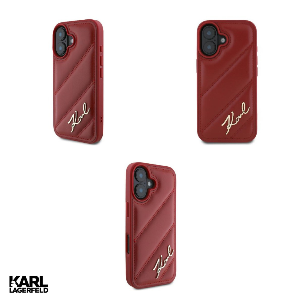 Husa Karl Lagerfeld Diagonal Quilted pentru iPhone 16, Carcasa, Rosu [4]