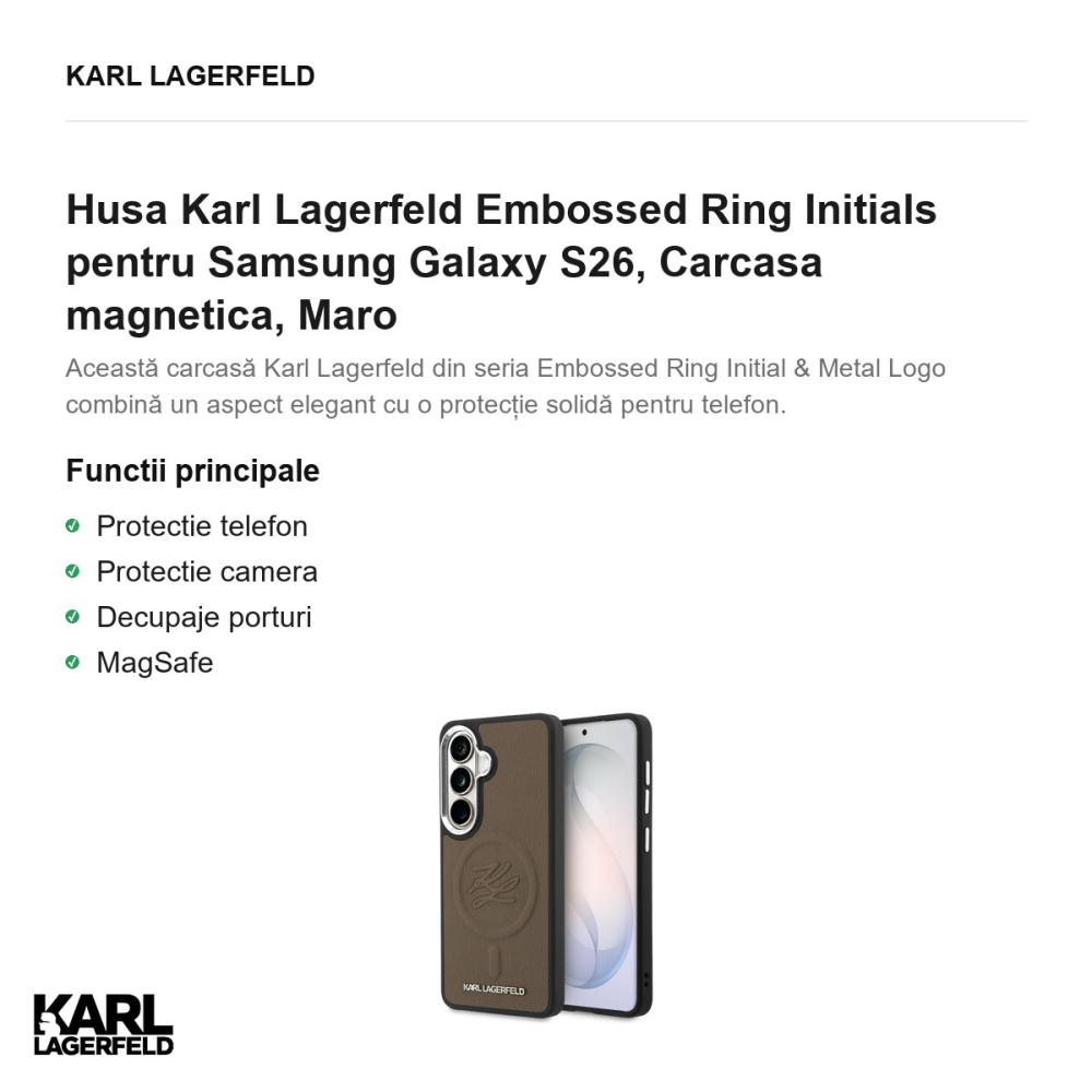 Husa Karl Lagerfeld Embossed Ring Initials pentru Samsung Galaxy S26, Carcasa magnetica, Maro [2]