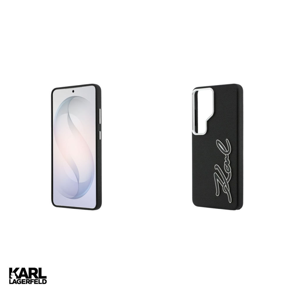 Husa Karl Lagerfeld Grained Signature Metal pentru Samsung Galaxy S26 Ultra, Carcasa magnetica, Negru [5]