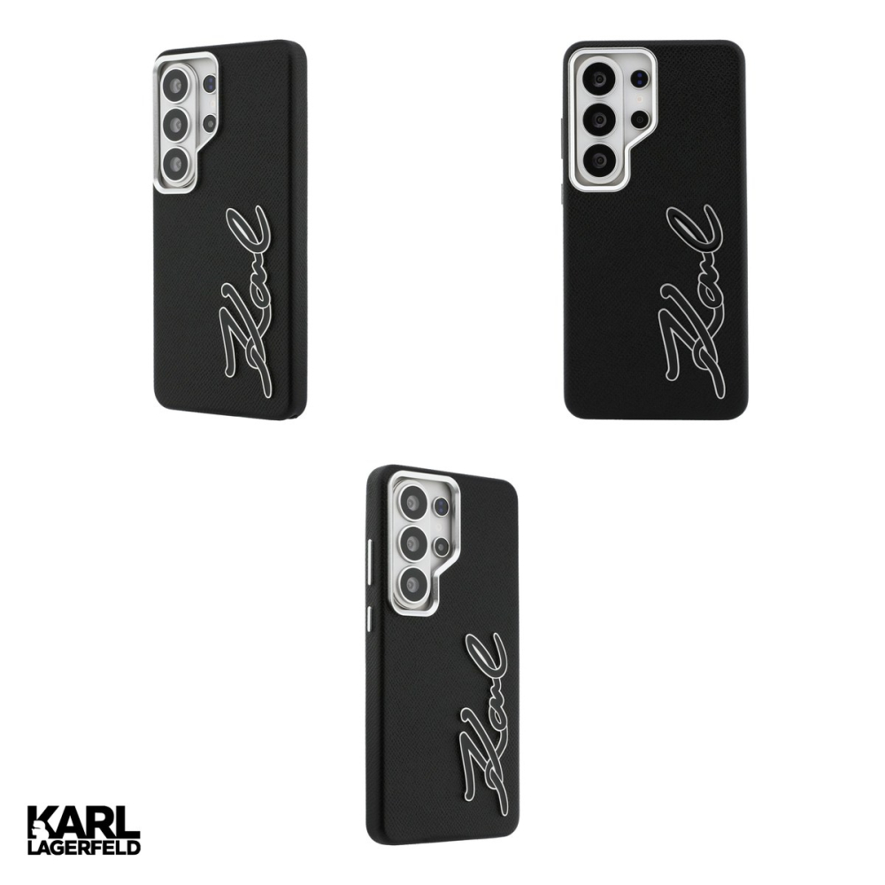 Husa Karl Lagerfeld Grained Signature Metal pentru Samsung Galaxy S26 Ultra, Carcasa magnetica, Negru [4]