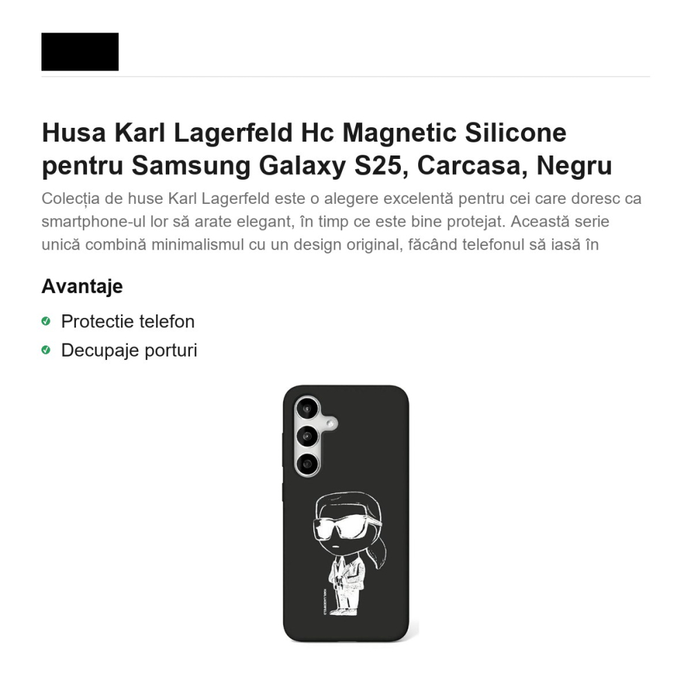 Husa Karl Lagerfeld Hc Magnetic Silicone pentru Samsung Galaxy S25, Carcasa, Negru [2]
