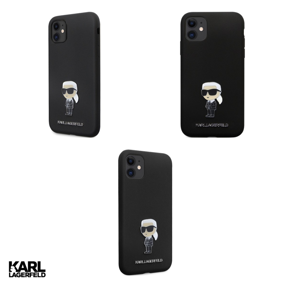 Husa Karl Lagerfeld Hc Silicone Ikonik Metal pentru iPhone 11, Carcasa, Negru [4]